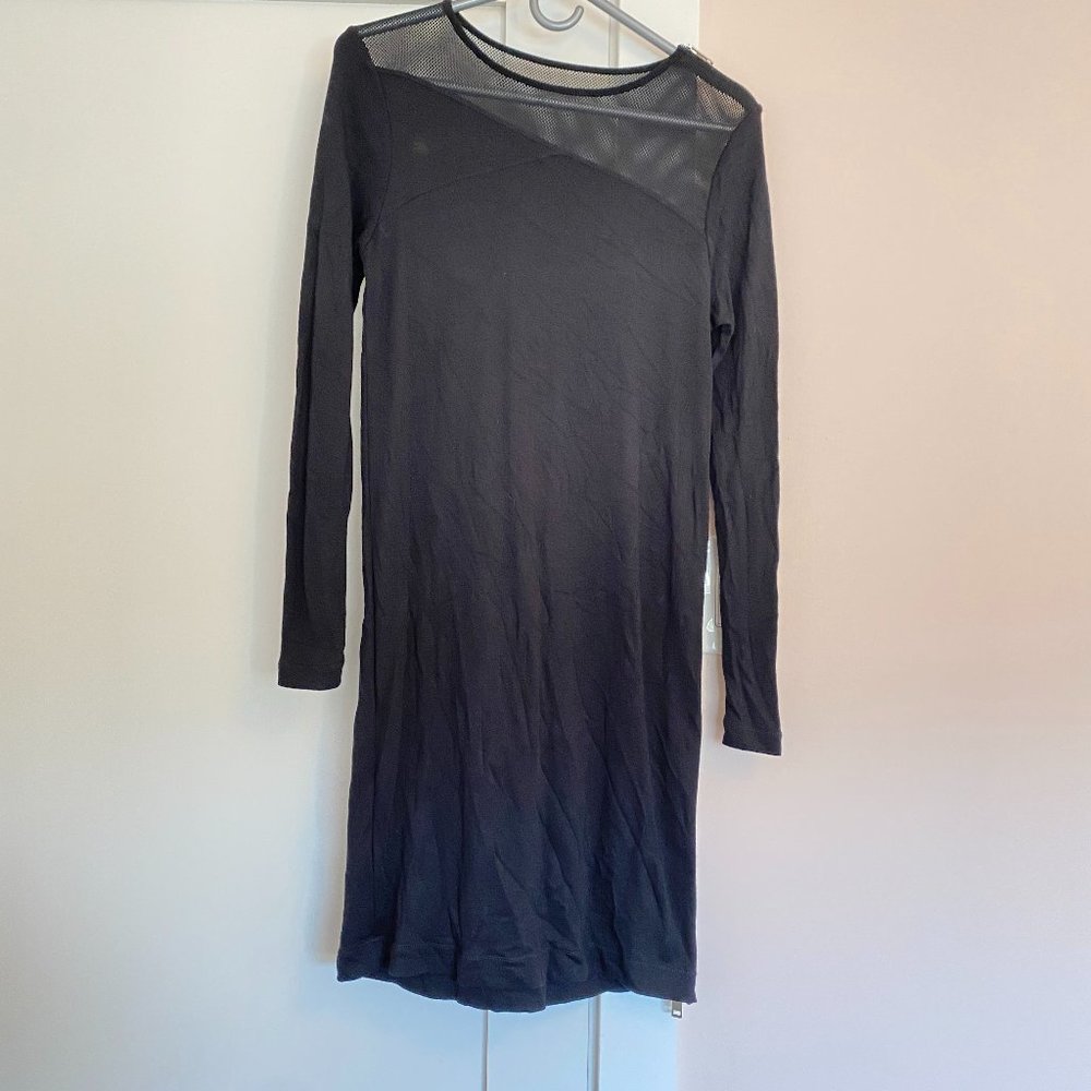 Diesel Crew Neck Long Sleeve Dress Zip Asymmetric Black Size M Cotton